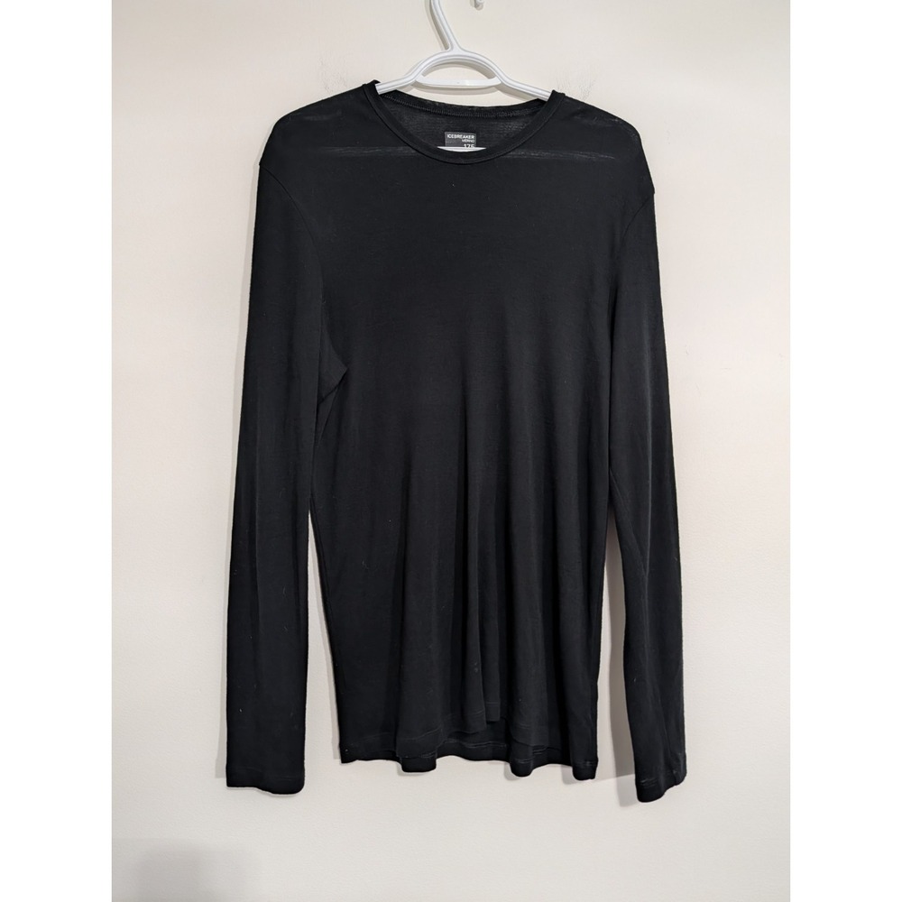 Icebreaker Merino Wool 175 Men's Large Black Long Sleeve Crew Thermal Shirt